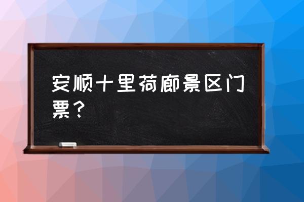 安顺大洞口花海在哪里 安顺十里荷廊景区门票？