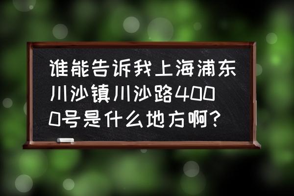 上海金桥出口加工区在哪个区 谁能告诉我上海浦东川沙镇川沙路4000号是什么地方啊？