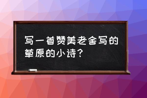 新手怎样画草原 写一首赞美老舍写的草原的小诗？