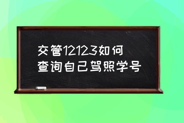 怎么查看自己的驾驶证编号 交管12123如何查询自己驾照学号