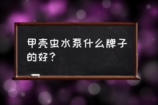 水泵节能改造哪个最好 甲壳虫水泵什么牌子的好？