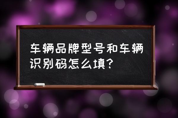 车辆识别码是哪一个 车辆品牌型号和车辆识别码怎么填？