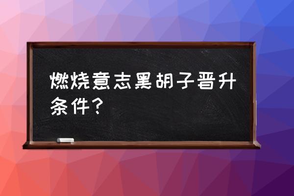 航海王燃烧意志黑胡子最强加点 燃烧意志黑胡子晋升条件？