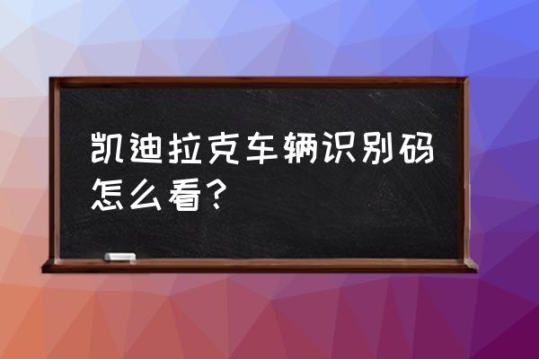 在软件上怎么查看车辆的vin码 凯迪拉克车辆识别码怎么看？