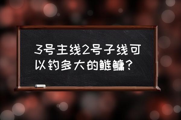 浮钓鲢鳙线组哪种最好用 3号主线2号子线可以钓多大的鲢鳙？