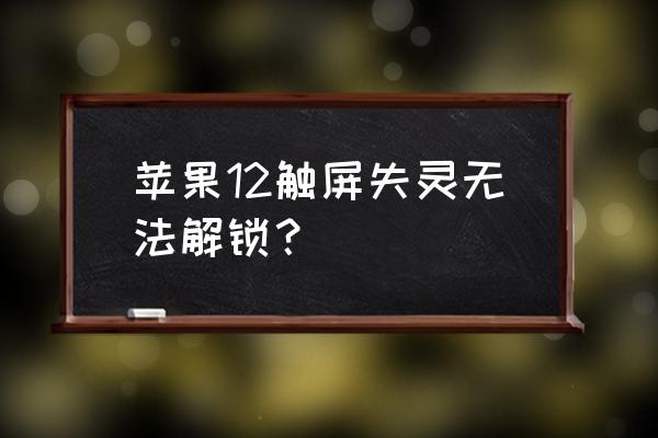 苹果12手机屏幕失灵如何快速解决 苹果12触屏失灵无法解锁？