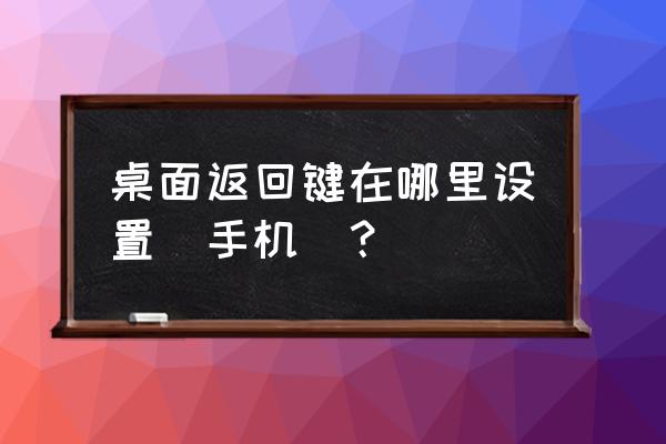 苹果7返回键怎么设置 桌面返回键在哪里设置（手机）？