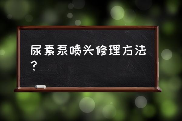 附近哪里有修尿素泵 尿素泵喷头修理方法？