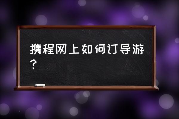 如何网约私人导游 携程网上如何订导游？