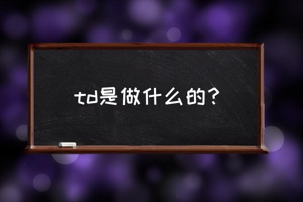 TD是啥 td是做什么的？