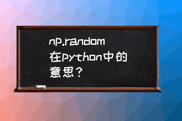 python怎么随机输出数 np.random在python中的意思？